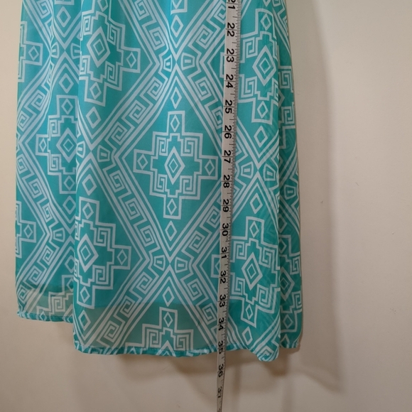 Alya Women's Aqua/White Patterned Dress , Size L - Picture 3 of 6